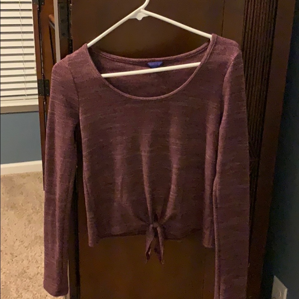Aeropostale Maroon/ Off White Long Sleeve Top